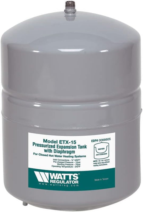 Watts ETX-15 2.1-Gallon Non-Potable Expansion Tank for Hydronic Heating Systems