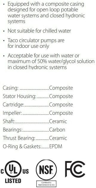 Taco 006e3 ECM High-Efficiency Hot Water Circulation Pump