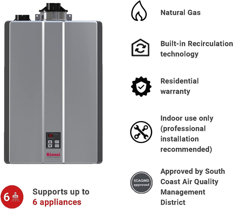 RINNAI Rur Series Sensei Se+ Tankless Hot Water Heater: Indoor Installation