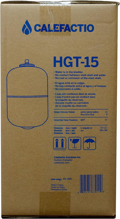 Calefactio HGT-15 Non-Potable Thermal Expansion Tank for Water and Glycol Radiant Floor and Other Closed-Loop Heating Application - 2.1 gallons, Grey