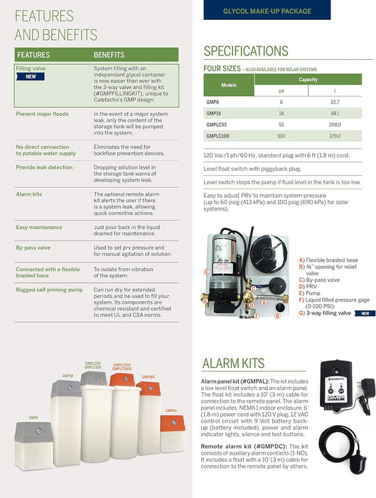 Calefactio GMP6 Glycol Make-up Package hydronic pressurizing System Feeder for Radiant Floor and Other Closed-Loop Applications (6 gallons)