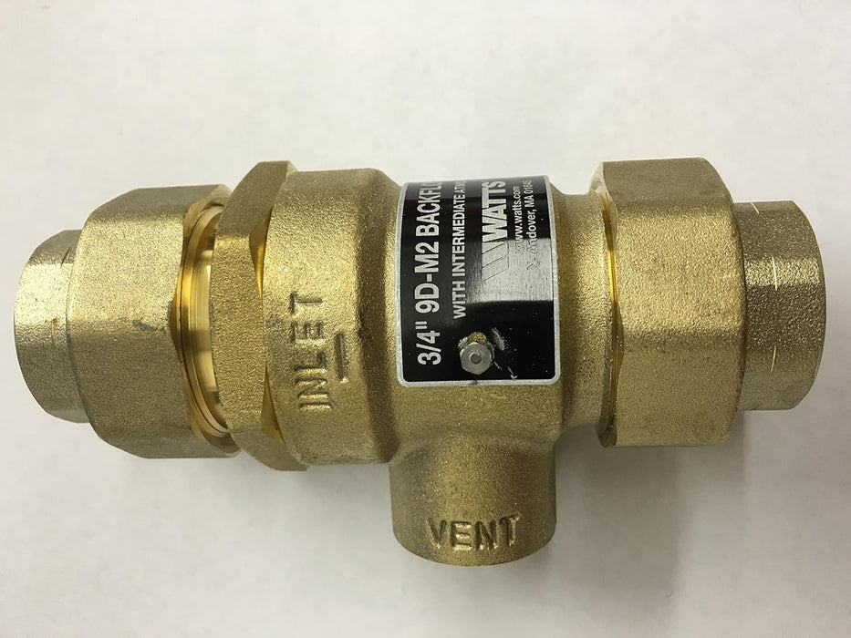 Watts 9D-M2 Backflow Preventer Dual Check Valve with Intermediate Atmospheric Vent, 3/4 Inch, Bronze